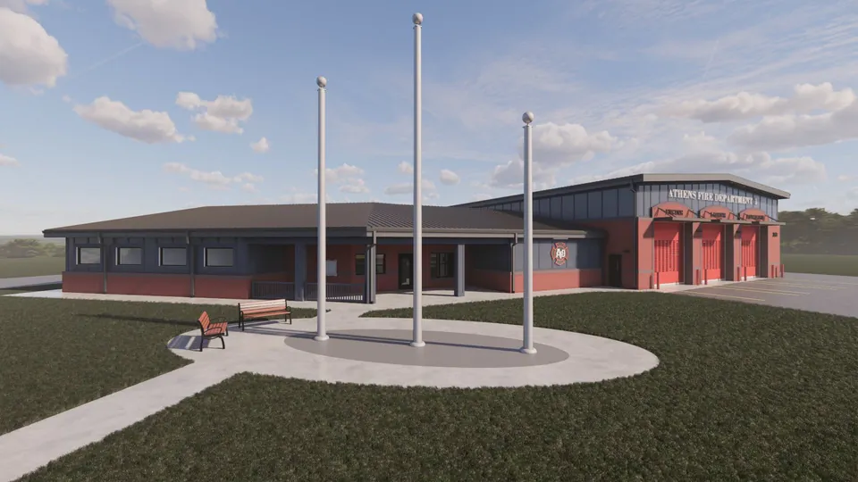 Architectural rendering of Athens Fire Station #3